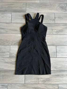 Emerald Sundae Black Strappy Mini Dress